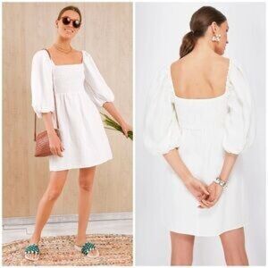 Tuckernuck White Annie Smocked Dress Size S